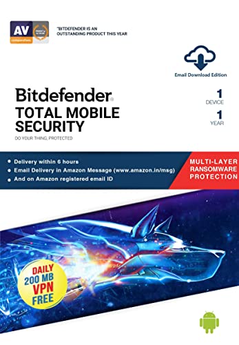 Bitdefender – 1 Device,1 Year – Mobile Security | Android| Latest Version | Email Delivery In 2 Hours- No CD |